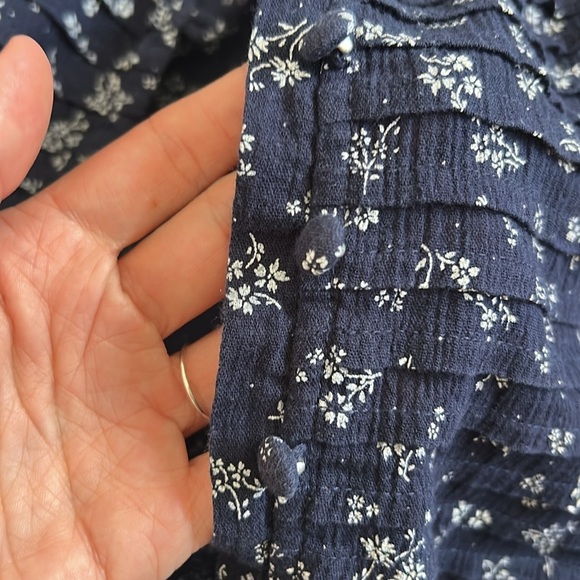 Maeve Anthropologie Floral Navy Blue Women's Long Sleeved Top Size Large P - Picture 6 of 11